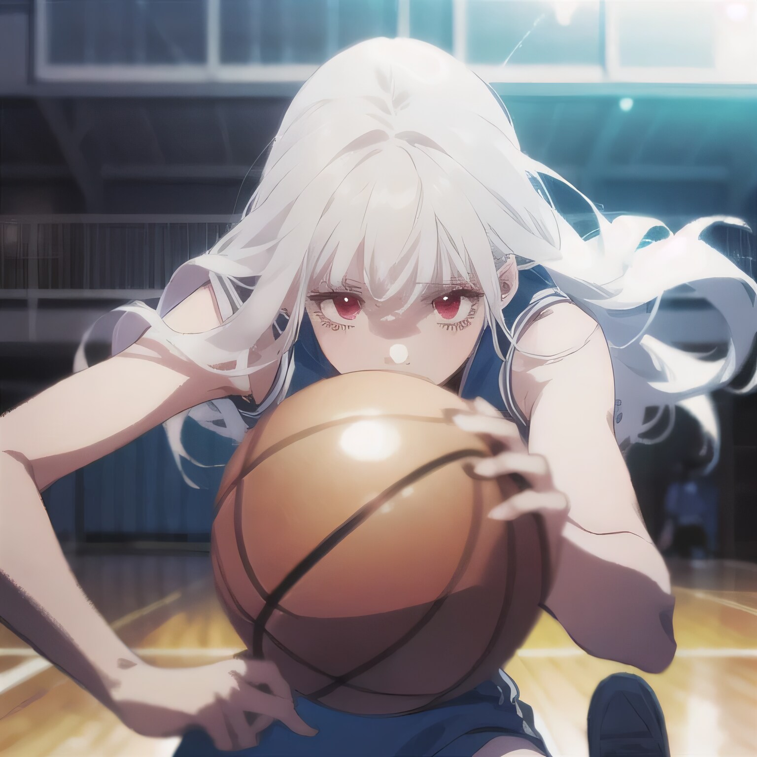 白髪ロングでユニフォームの少女４ | の人気AIイラスト・グラビア