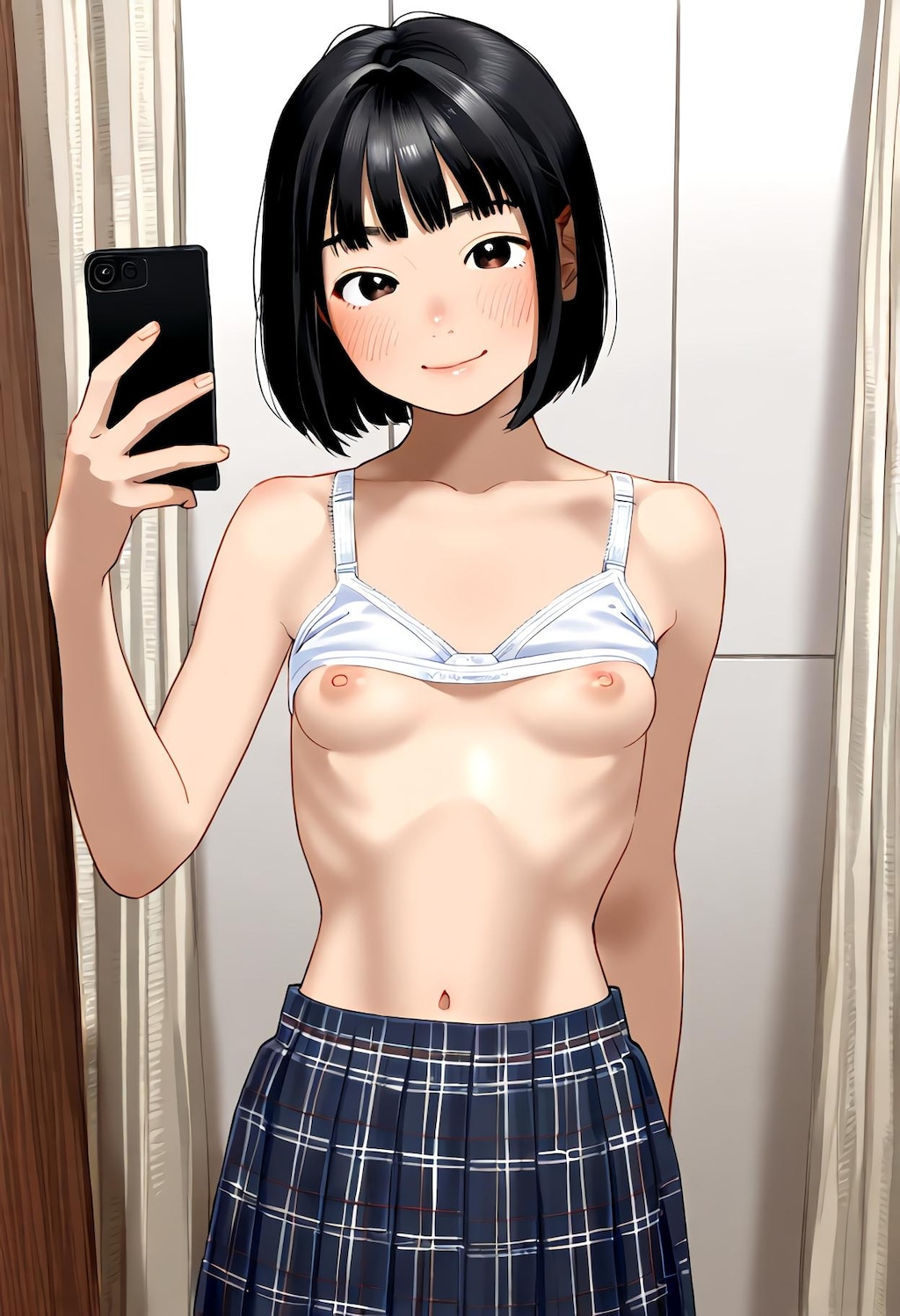 試着室で自撮りするC