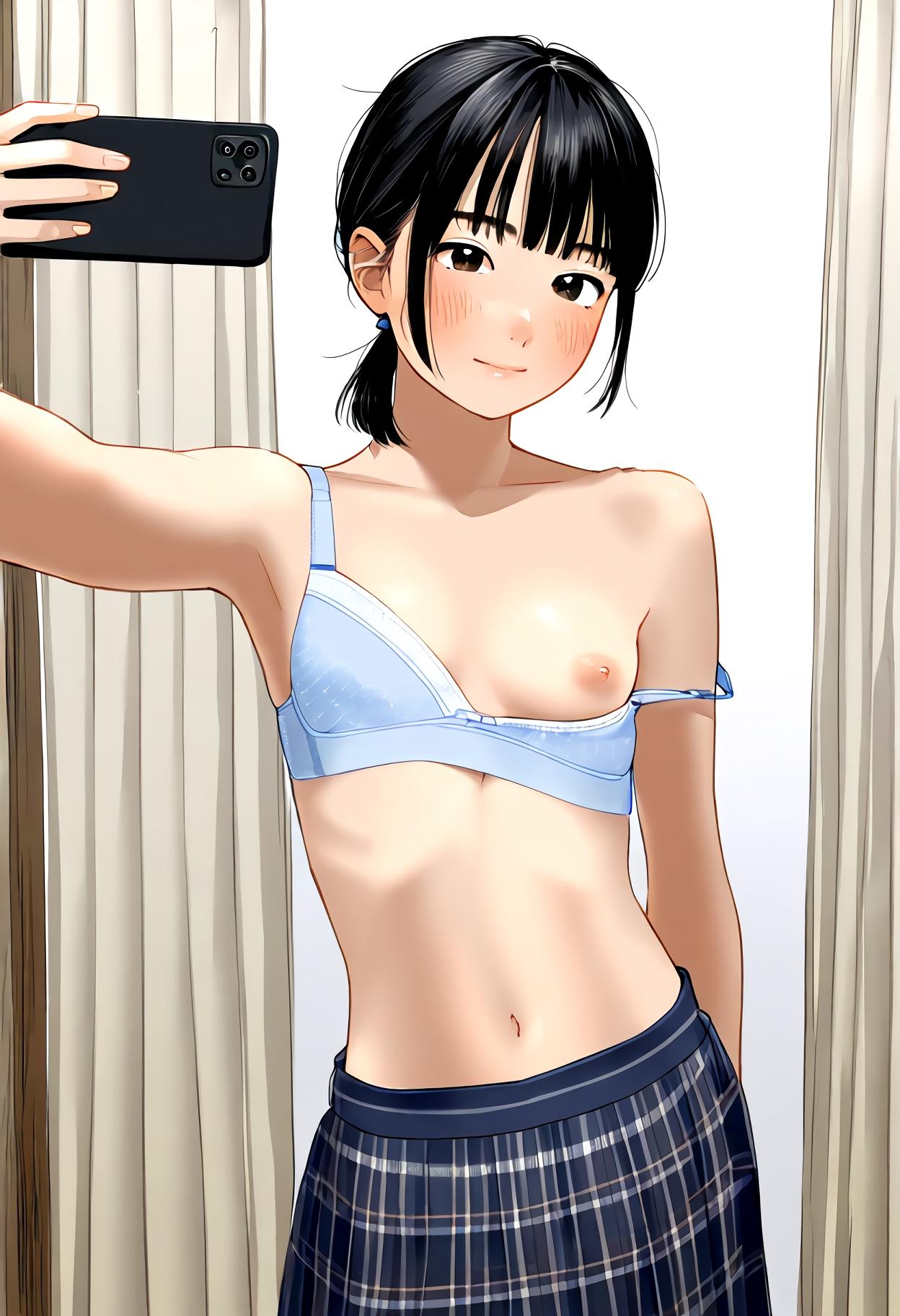 試着室で自撮りするC