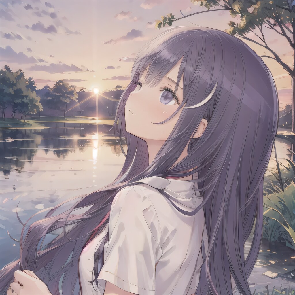 黒髪ロングでＴシャツの少女