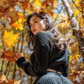 紅葉の下でローアングルから 2枚目
