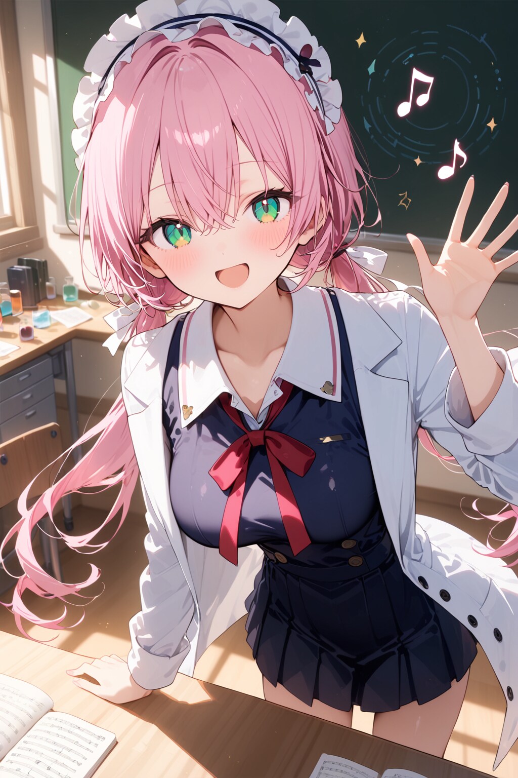 白衣コートの桃花