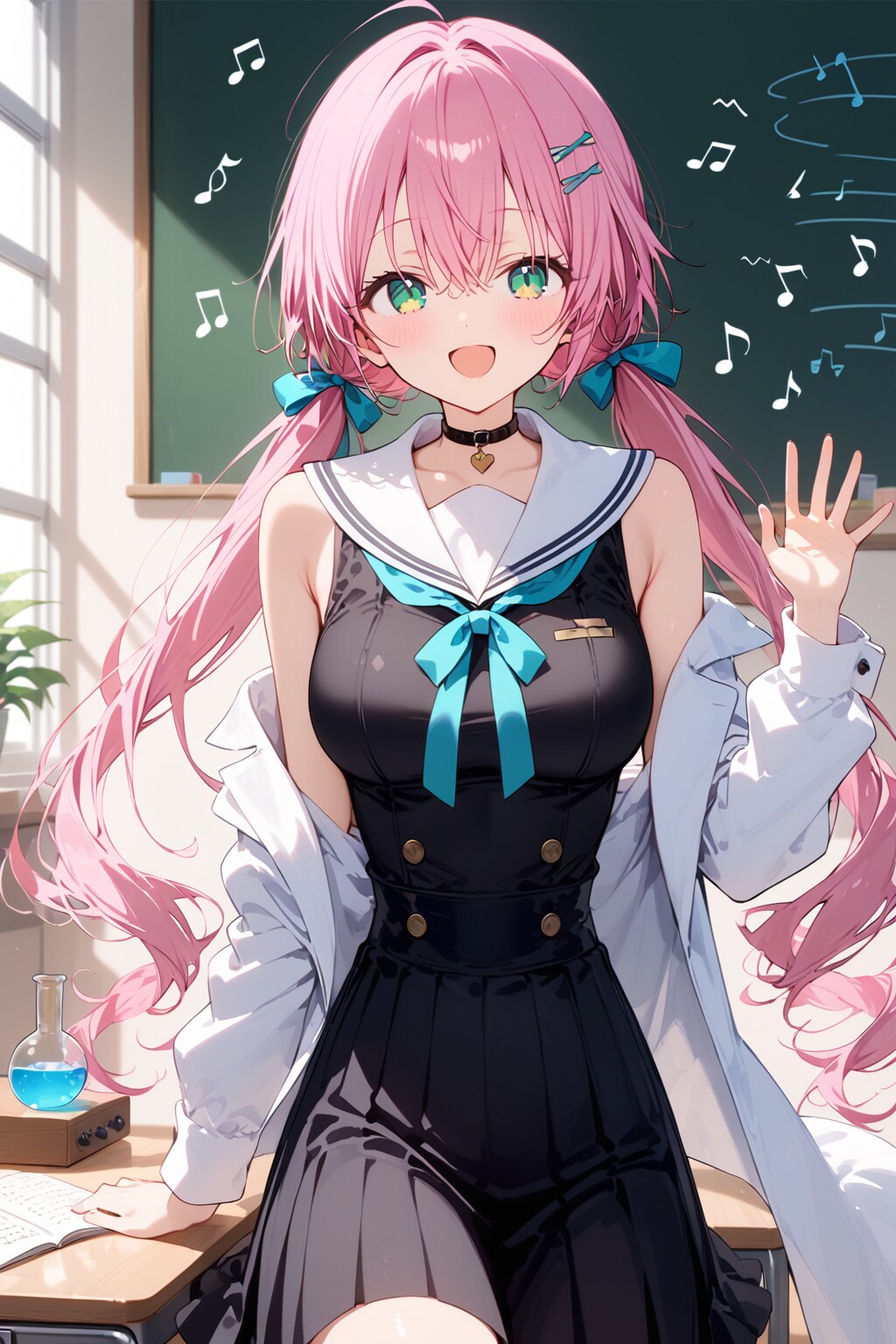 白衣コートの桃花