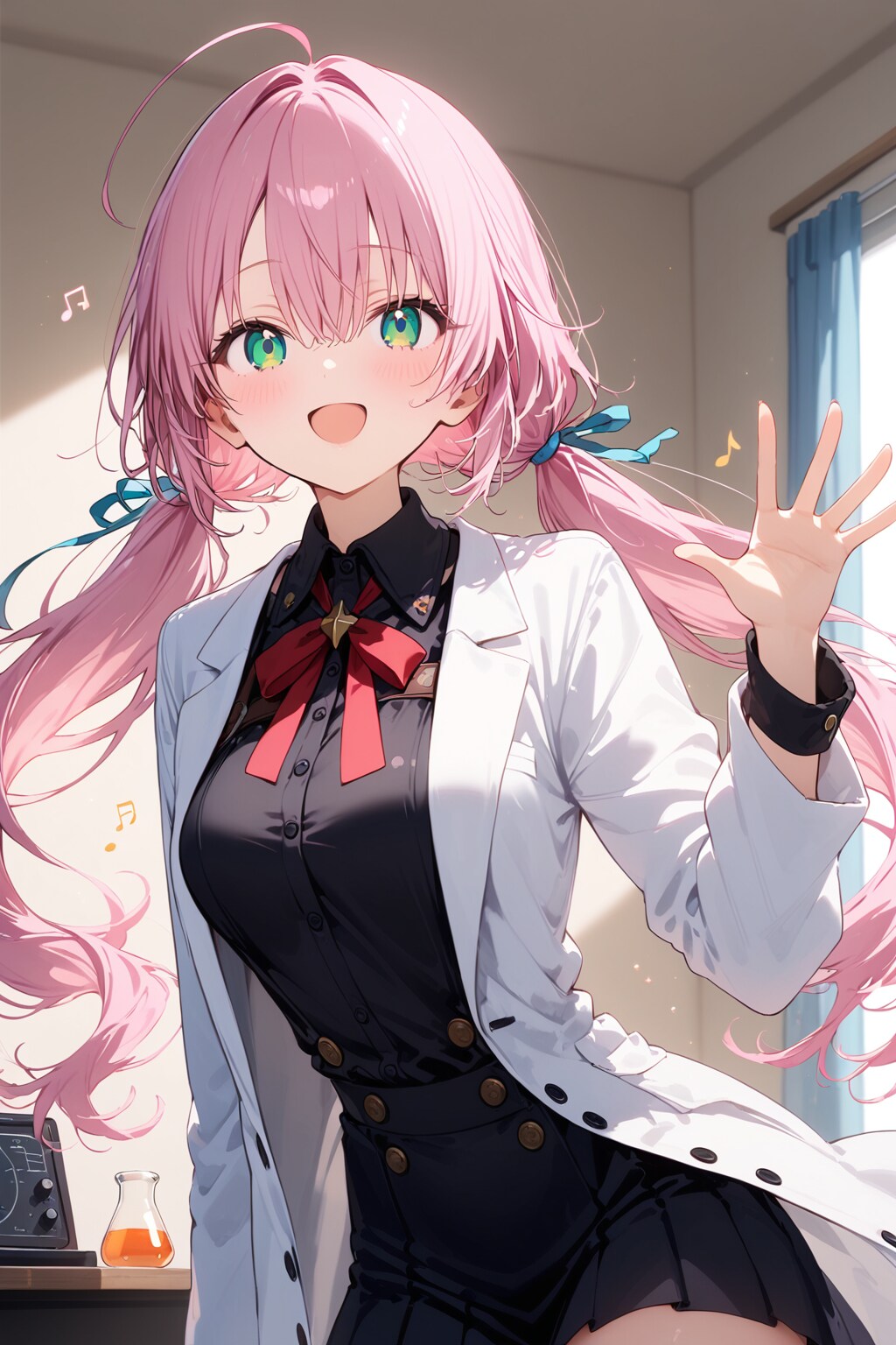 白衣コートの桃花