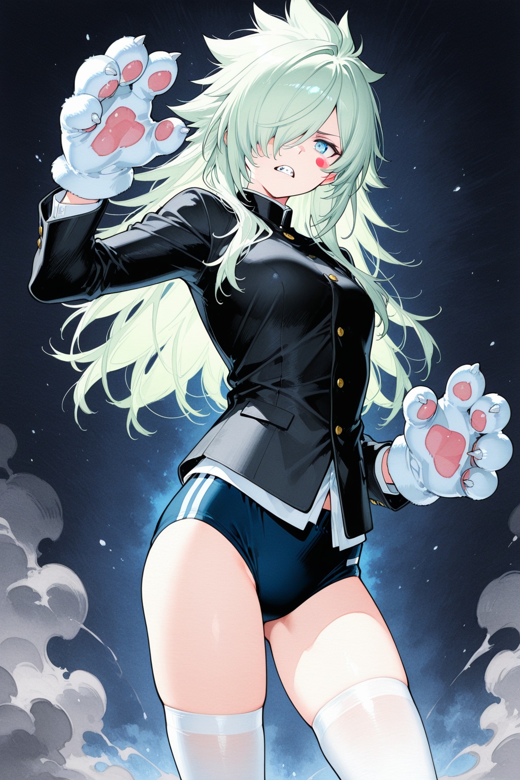 学ランブルマの緑髪ちゃん | の人気AIイラスト・グラビア