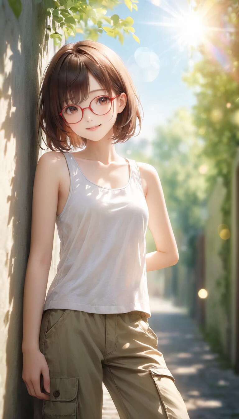 眼鏡女子 楓の夏ファッション | の人気AIイラスト・グラビア