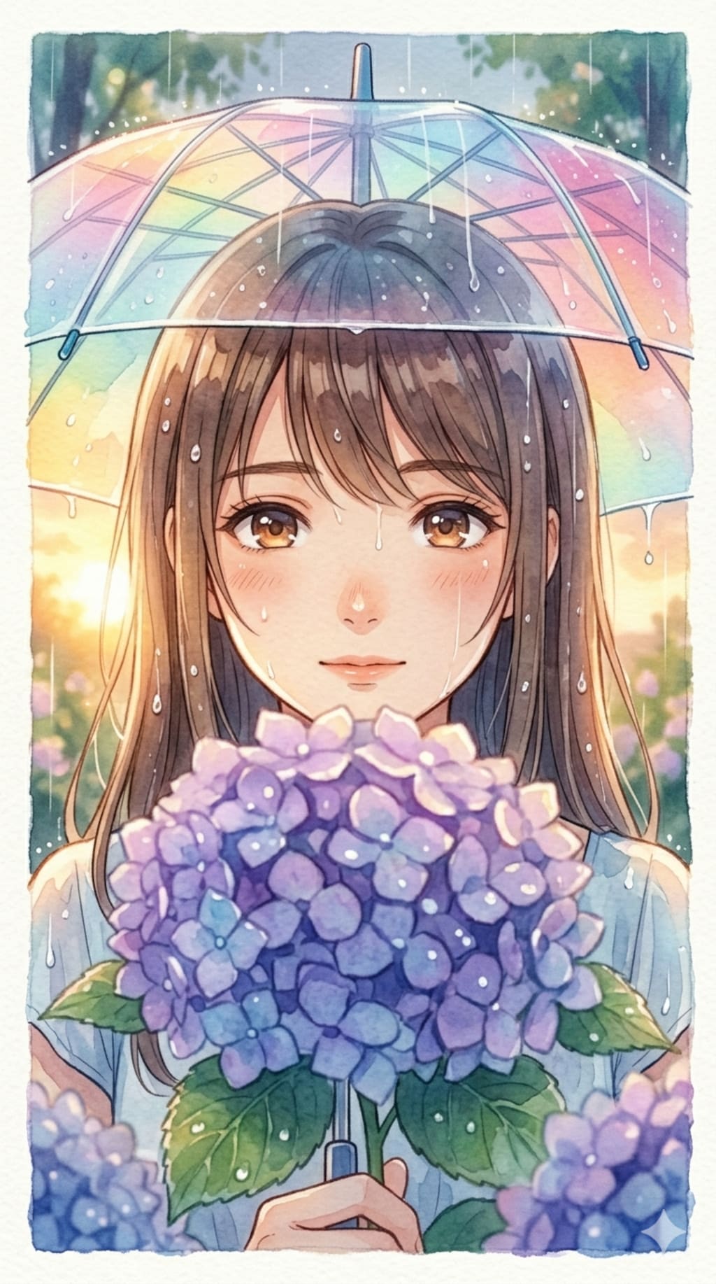 梅雨空に紫陽花