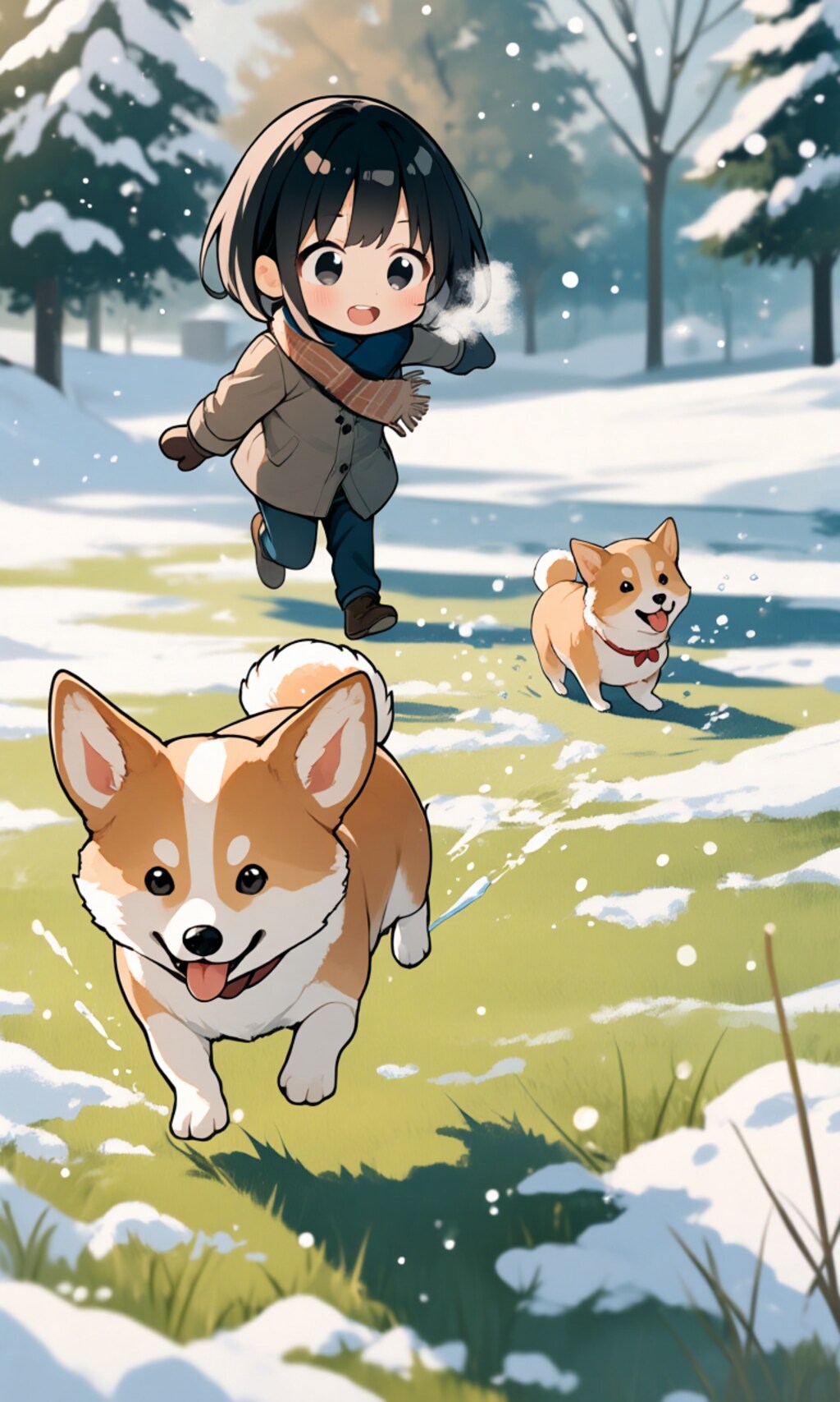 コーギーとかけっこ