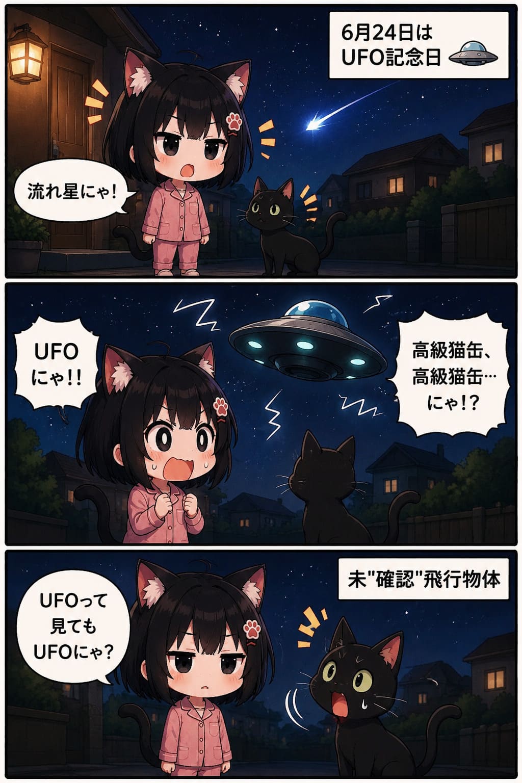 3コマ漫画 2026.06.24. 「UFO記念日」
