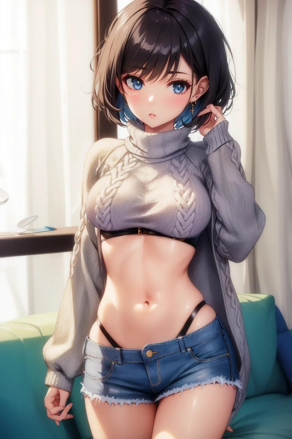へそ出しニット