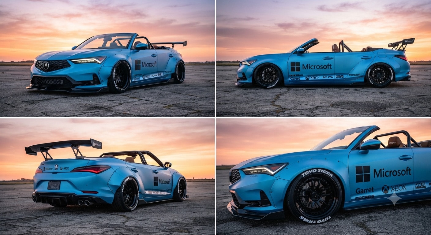 マイクロソフトインテグラセダンオープンカーのドリ車