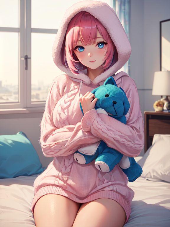 縫いぐるみを抱えた少女