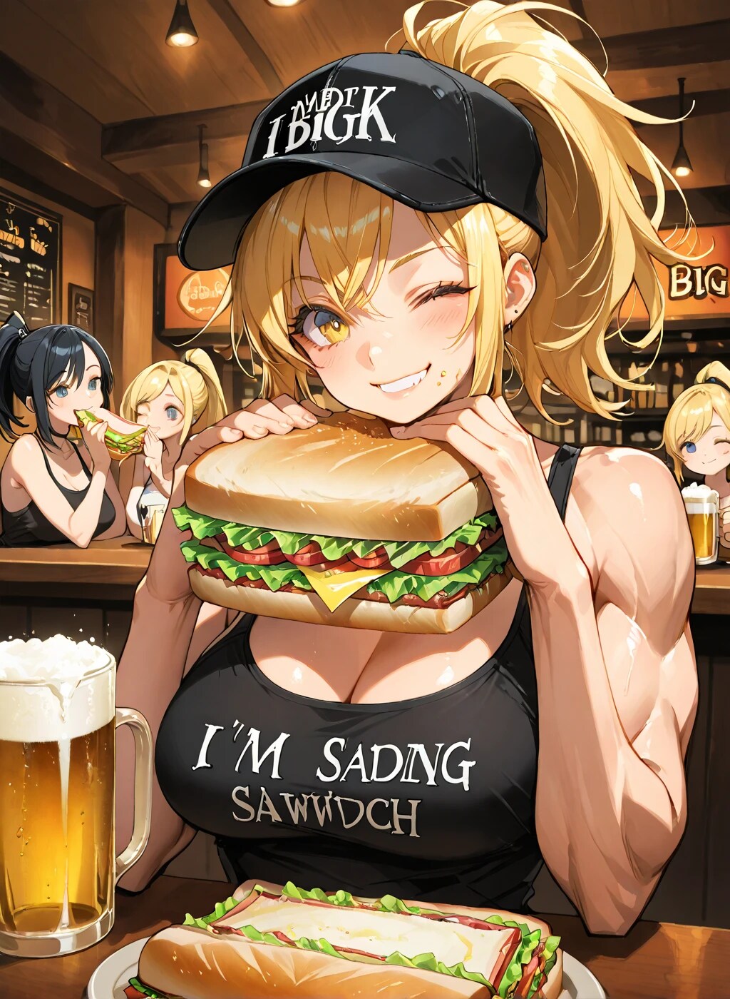 ボディビル大会後の背徳のディナー | の人気AIイラスト・グラビア