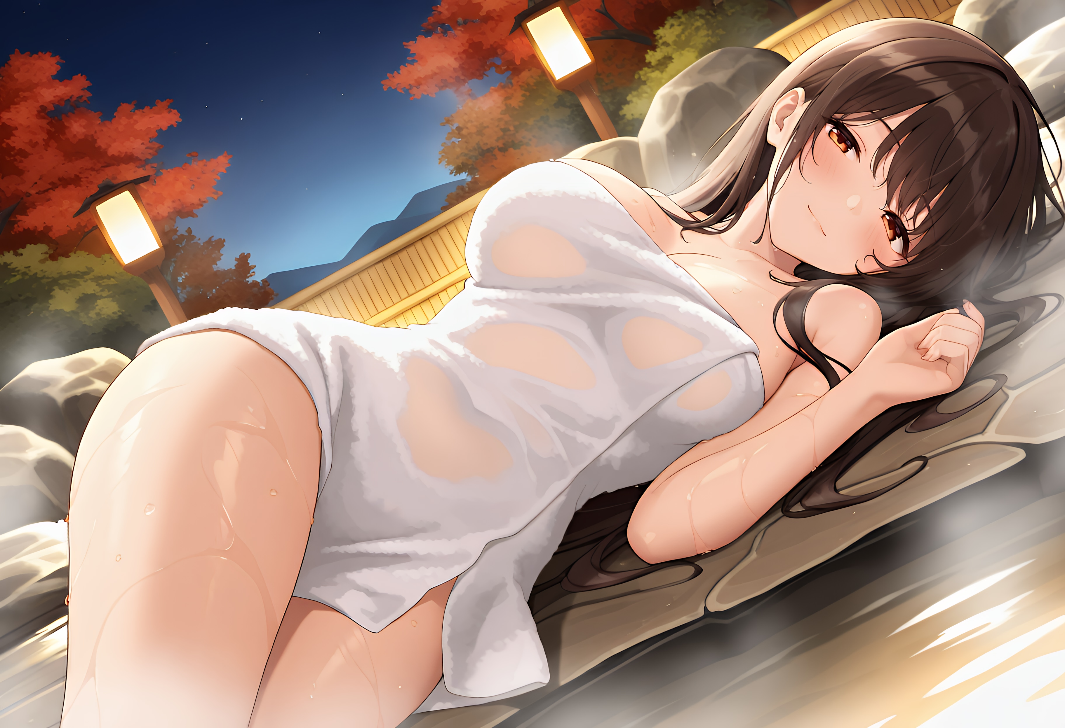 湯けむりに濡ゆ