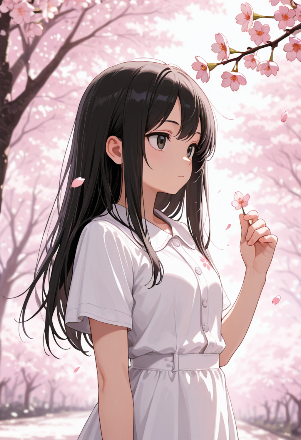 桜舞う帰り道