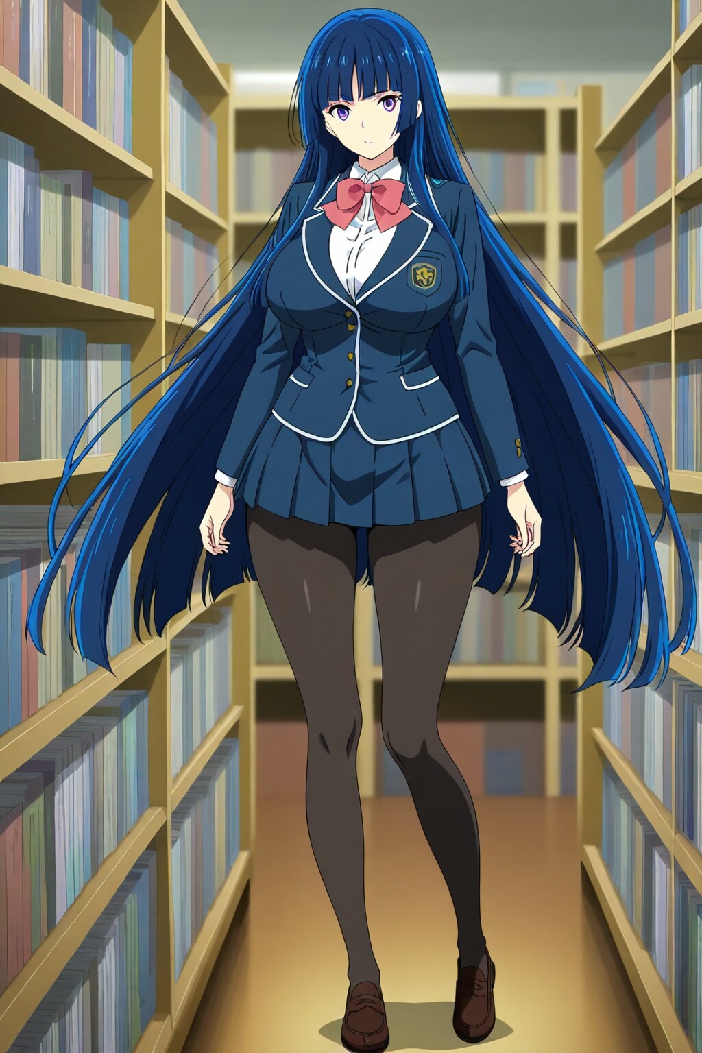 青髪ロングの文学少女　改 | の人気AIイラスト・グラビア