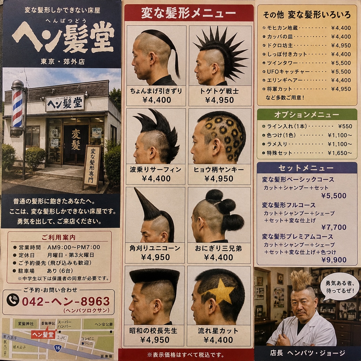 変な髪形ばかりの床屋