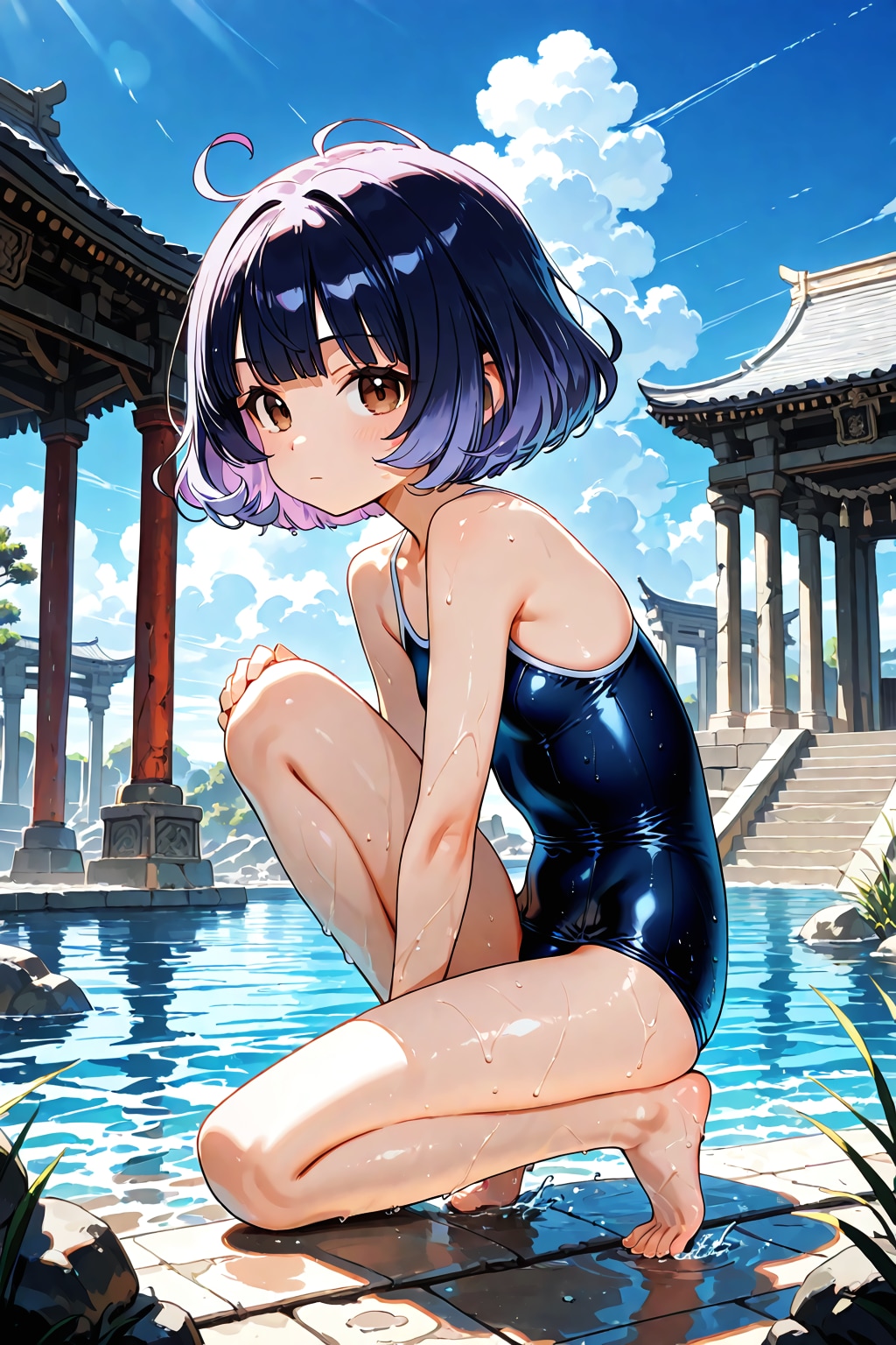 神殿とスク水