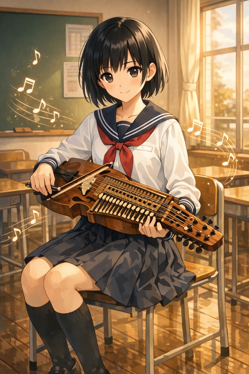 ニッケルハルパを演奏する女の子 | の人気AIイラスト・グラビア