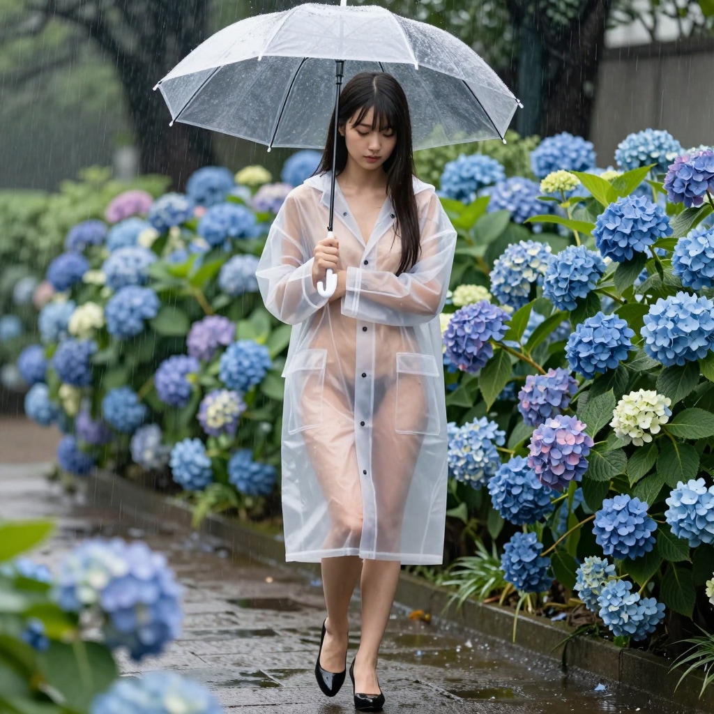 雨の日の紫陽花（レインコート編その１）
