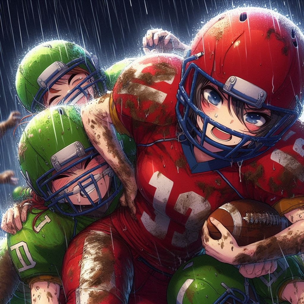 🏈泥まみれの女子アメフト 156