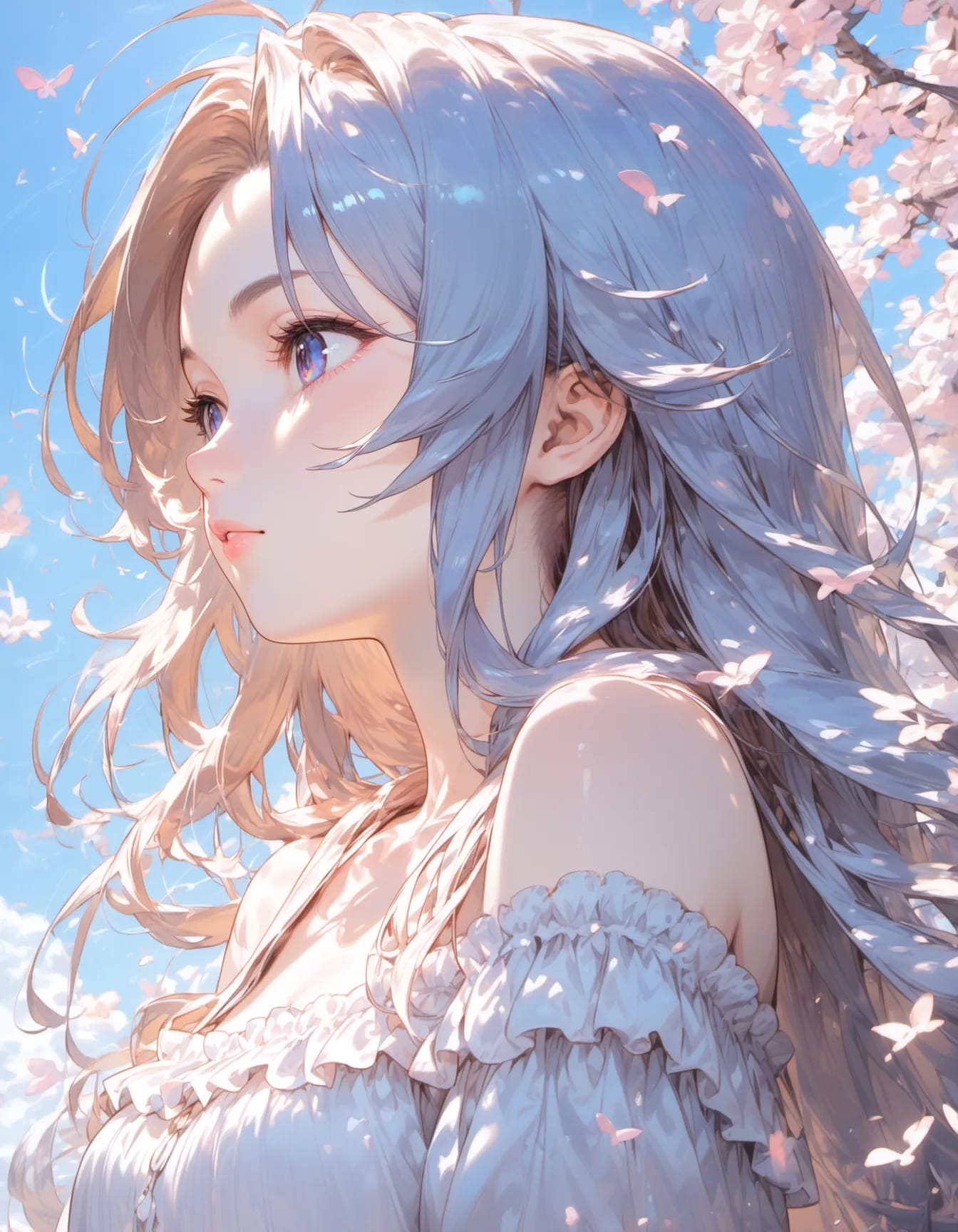 Petals Drift Through Her Thoughts | の人気AIイラスト・グラビア
