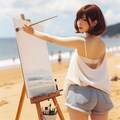海に来た画家のお姉さん 2枚目