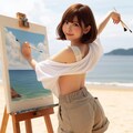 海に来た画家のお姉さん 8枚目
