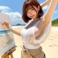 海に来た画家のお姉さん 6枚目