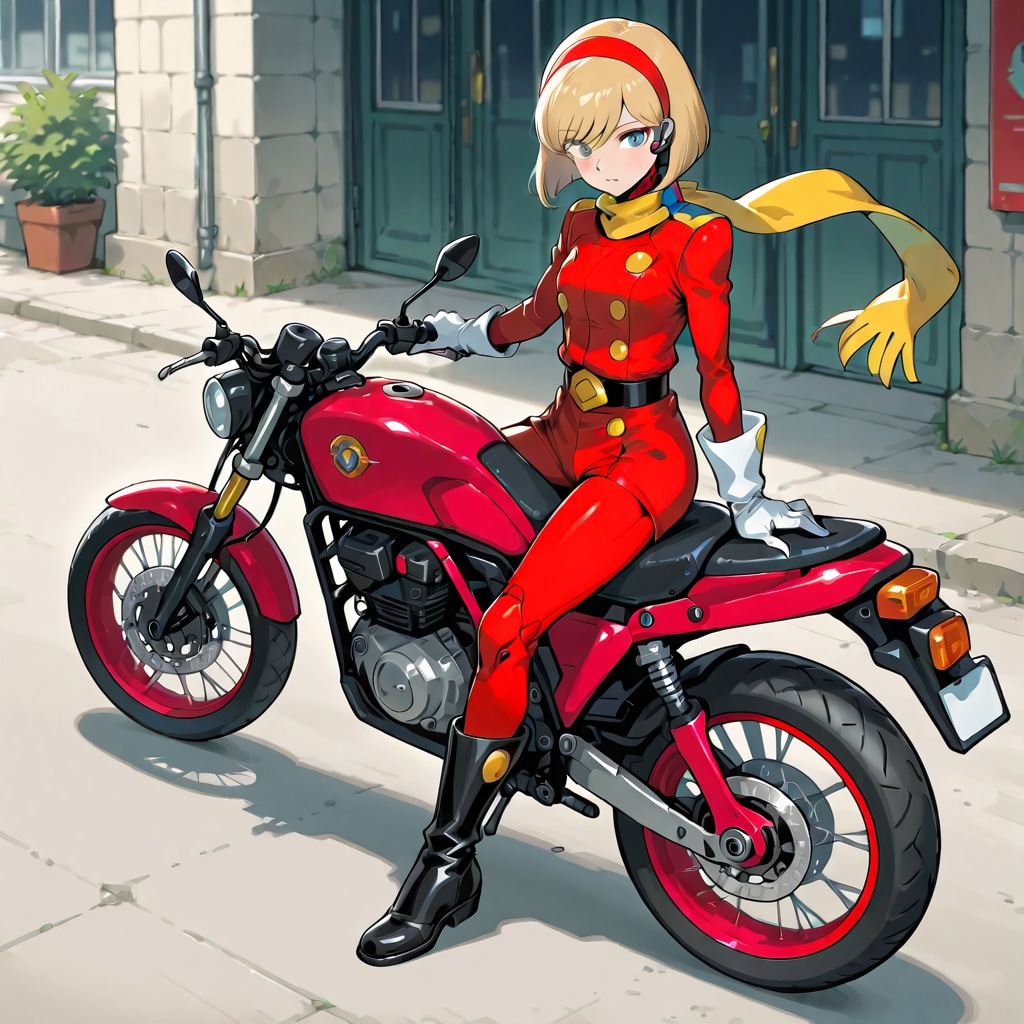 バイクに乗ってるフランソワーズ・アルヌール