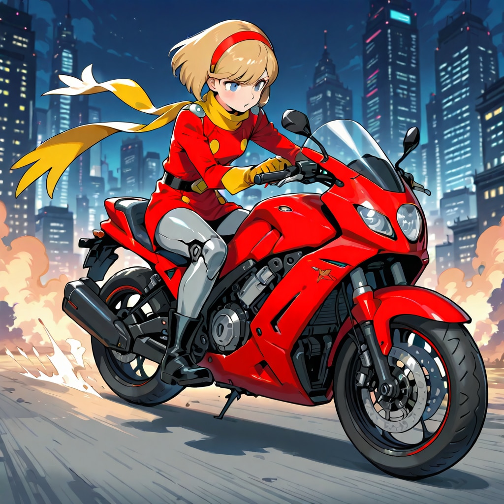 バイクに乗ってるフランソワーズ・アルヌール | の人気AIイラスト・グラビア