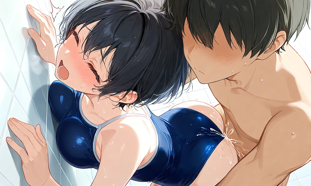幼馴染のスク水の中へ注ぎ込む
