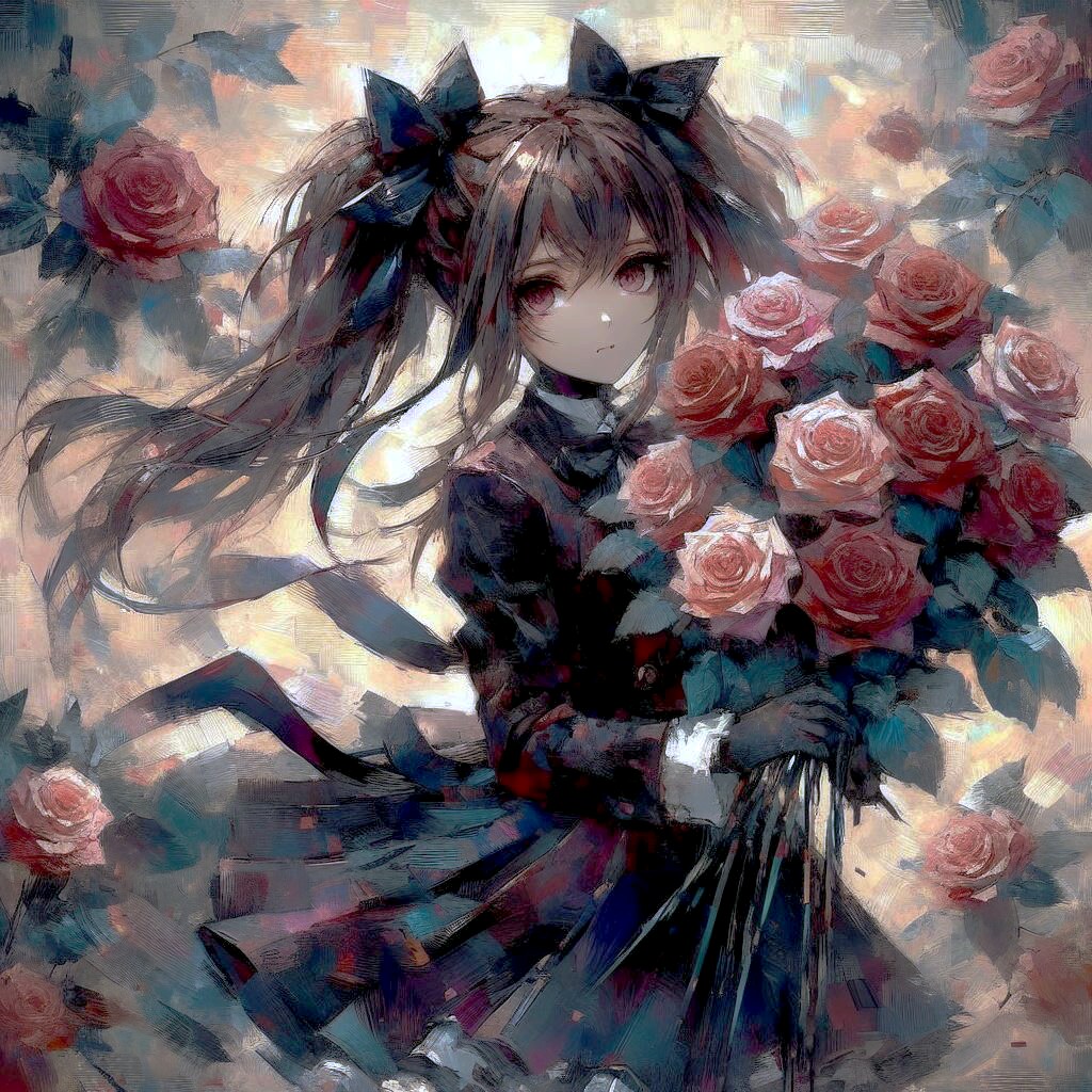バラと少女