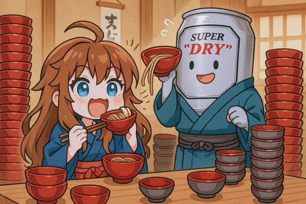 わんこそばを食べる小さな女の子