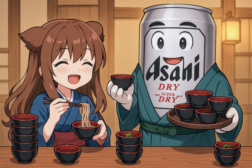 わんこそばを食べる小さな女の子