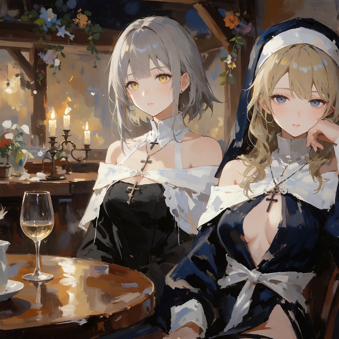 古いカフェで
