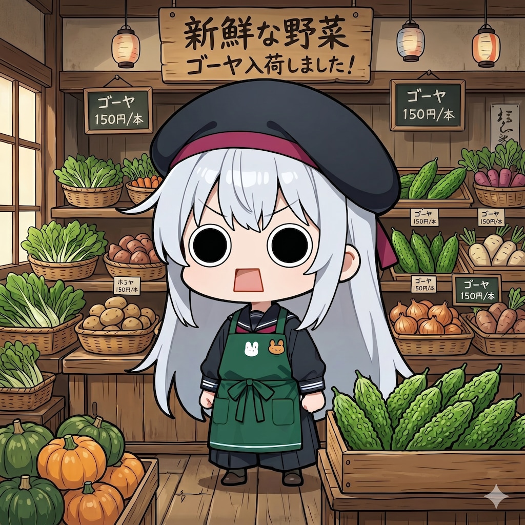 ゴーヤを販売するえらいこっちゃ嬢