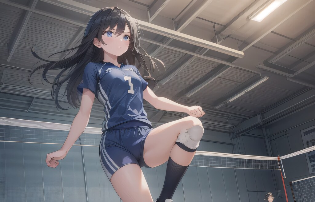 黒髪ロングでユニフォームの少女１５