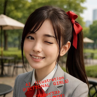 屋外カフェのポニーテール美少女②