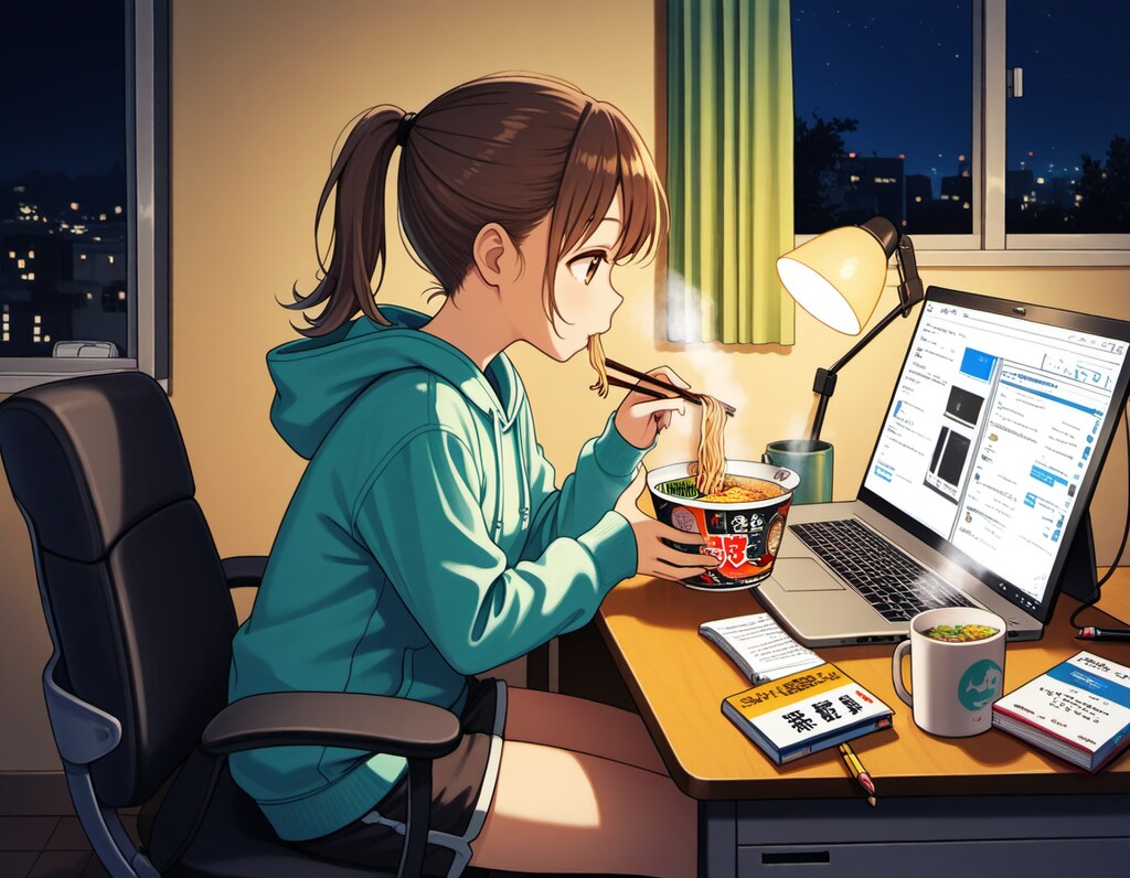 夜食と追い込み-試験前夜の静かな闘い
