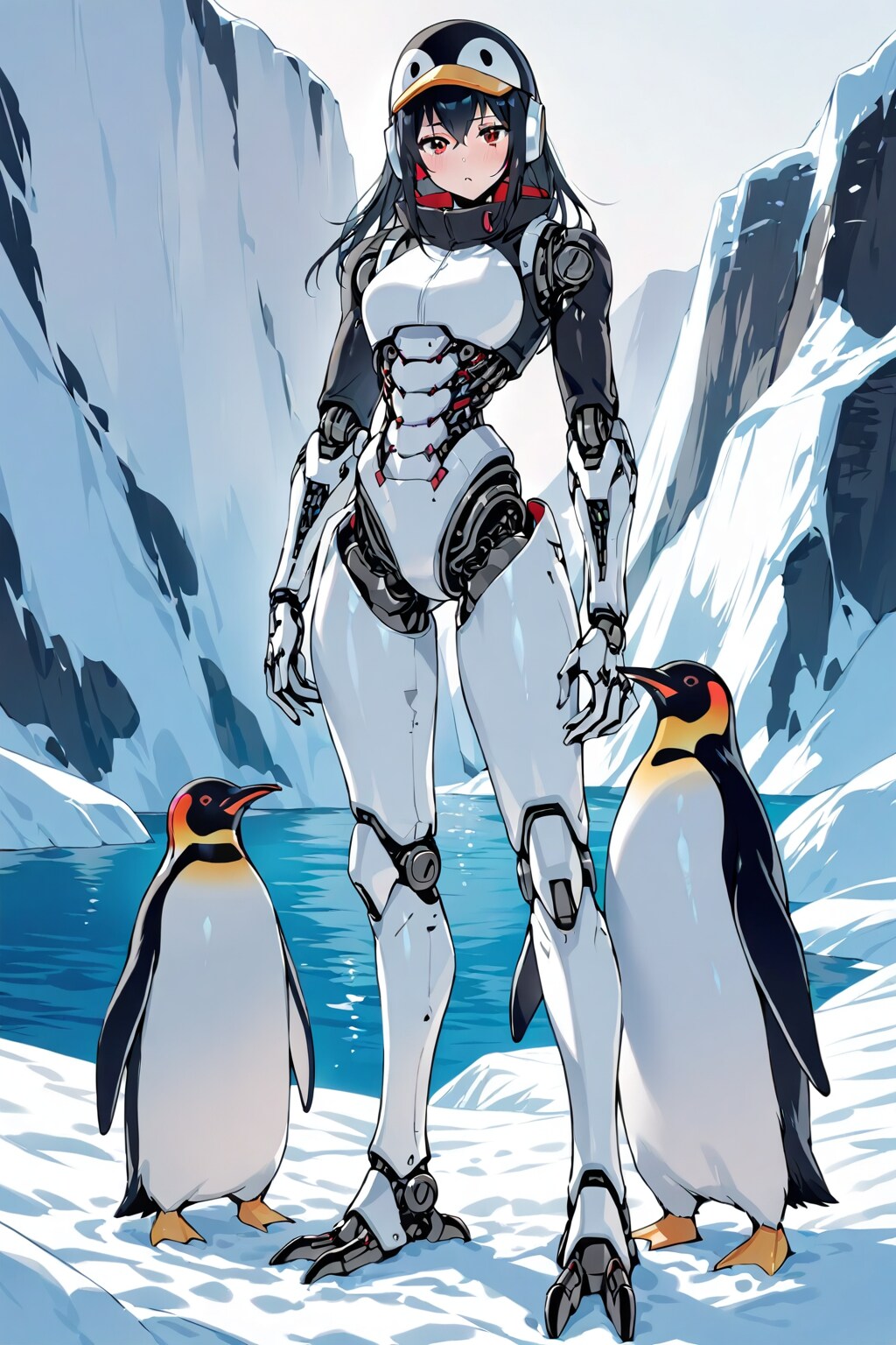 ちちぷい生成メカ娘　ペンギンが2羽 | の人気AIイラスト・グラビア