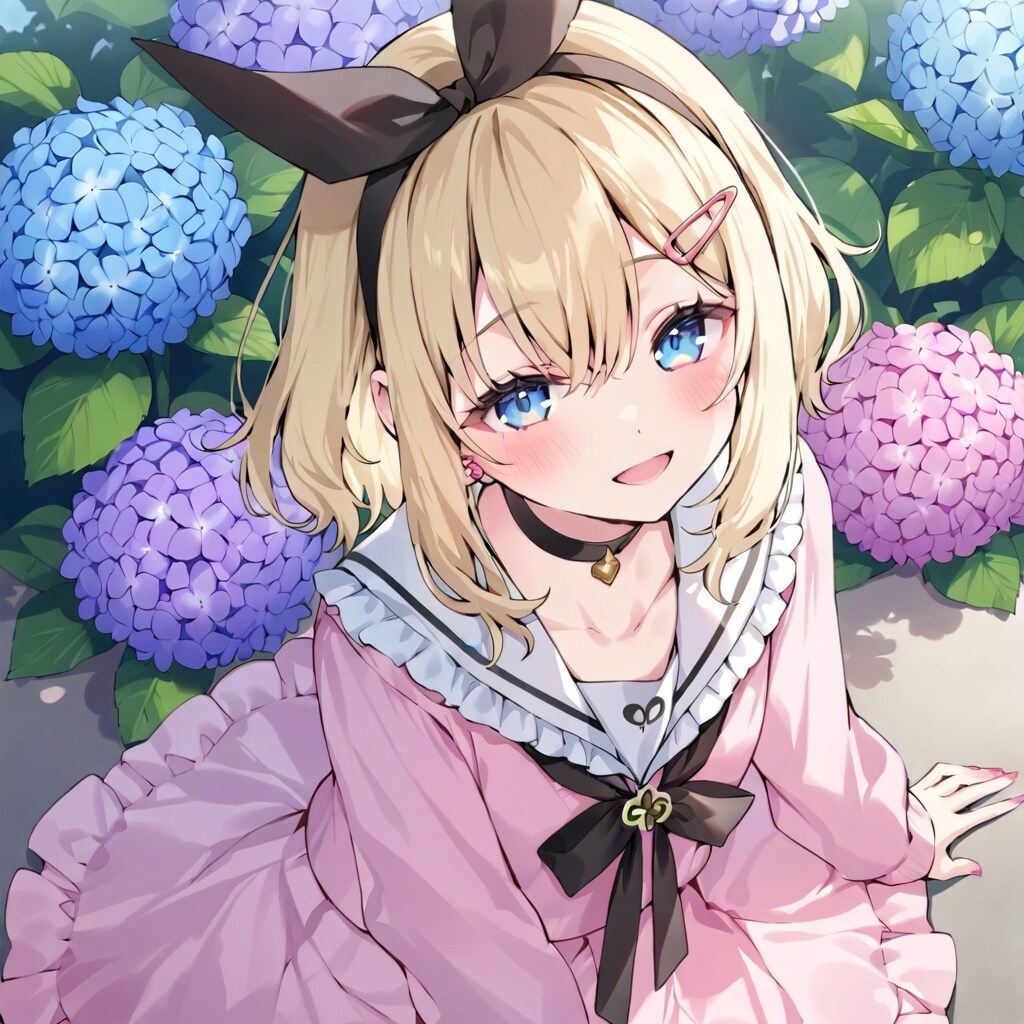 紫陽花に囲まれて