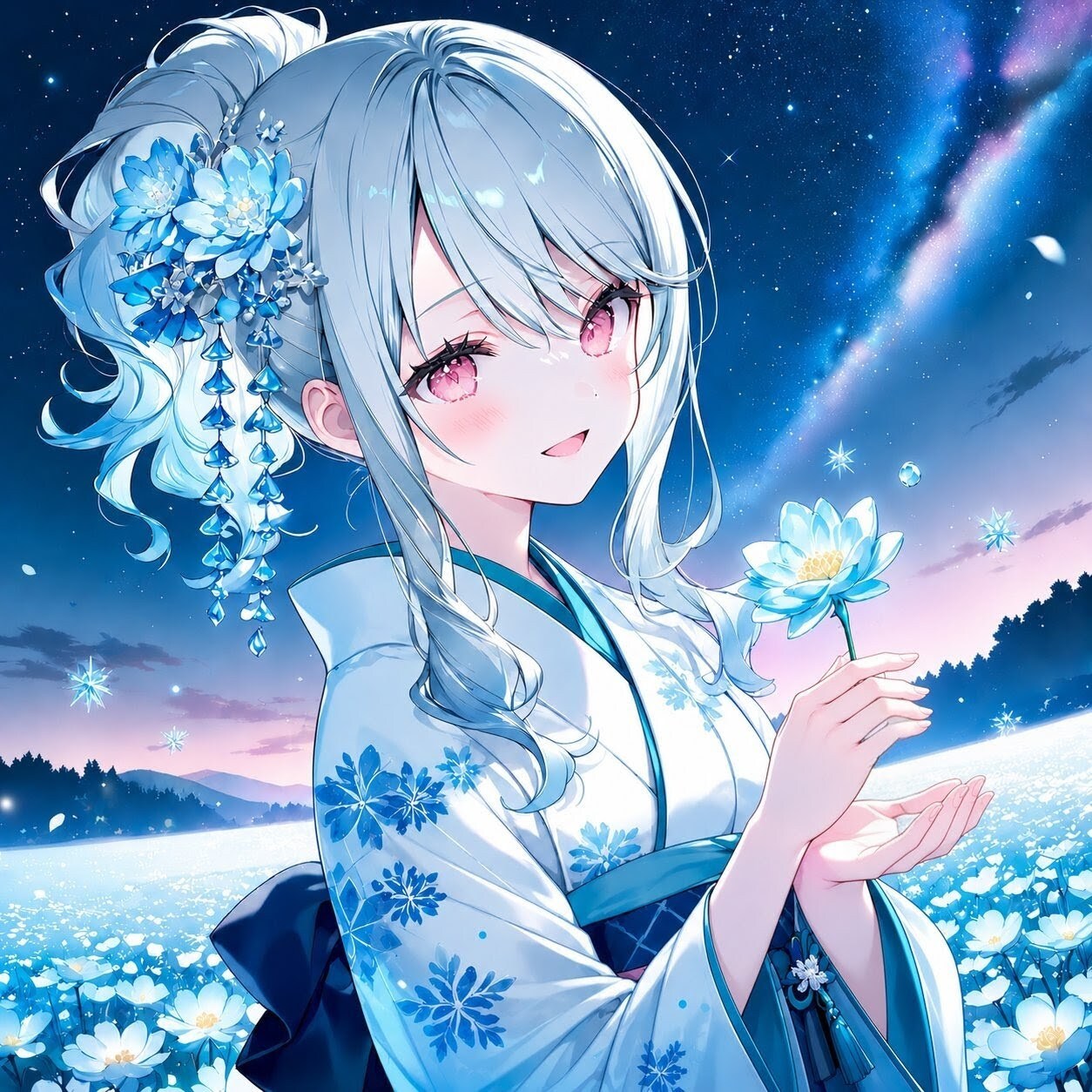 氷の花畑と美人さん