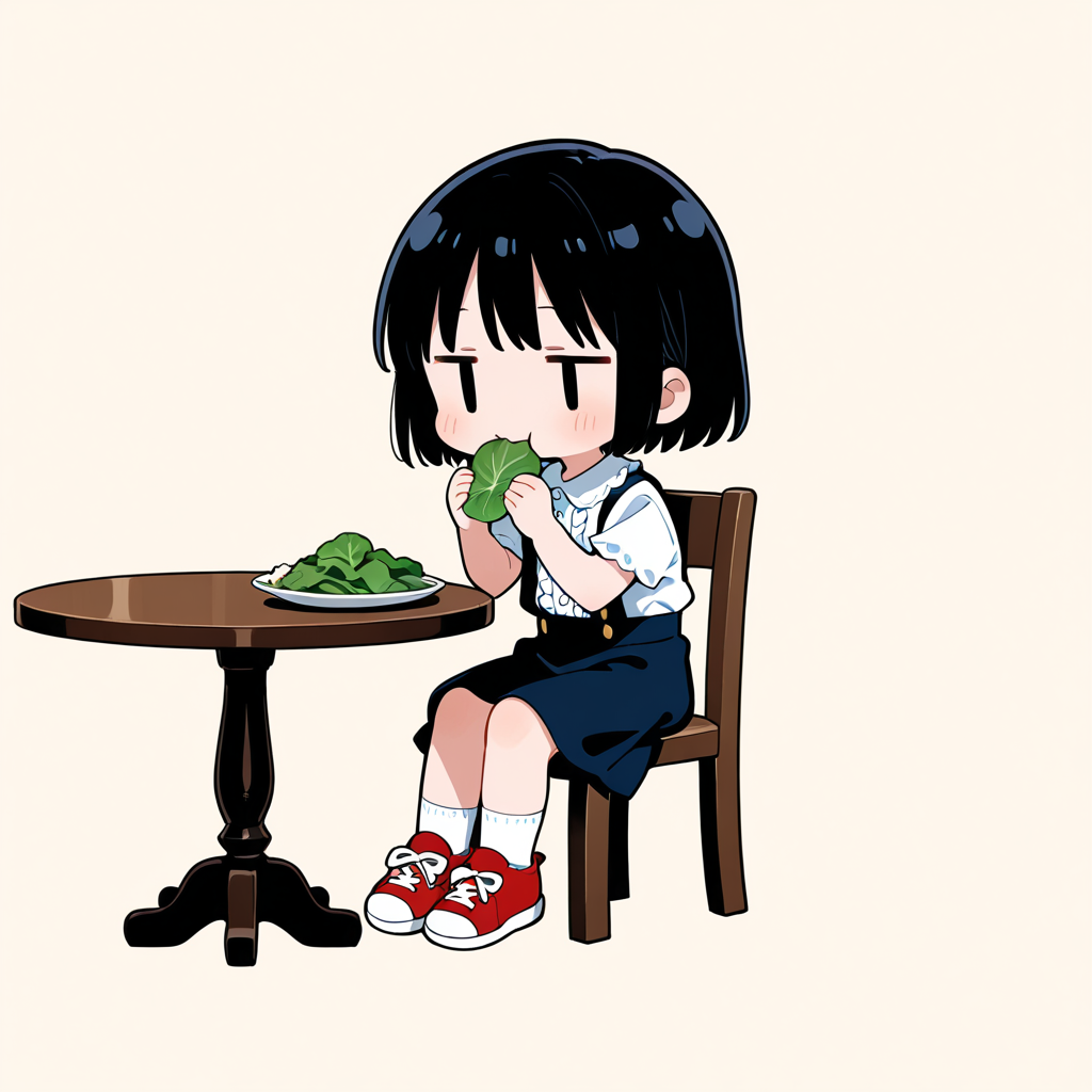 ほうれん草を食べる