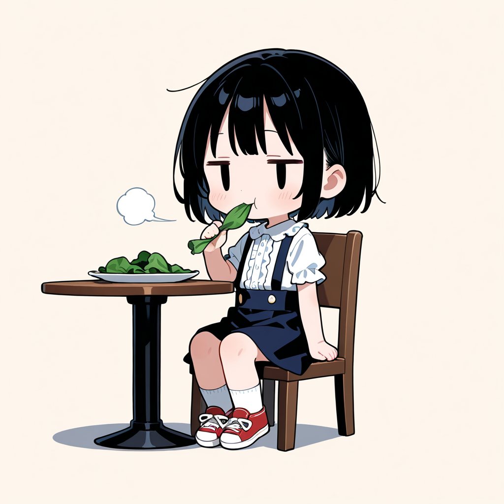 ほうれん草を食べる