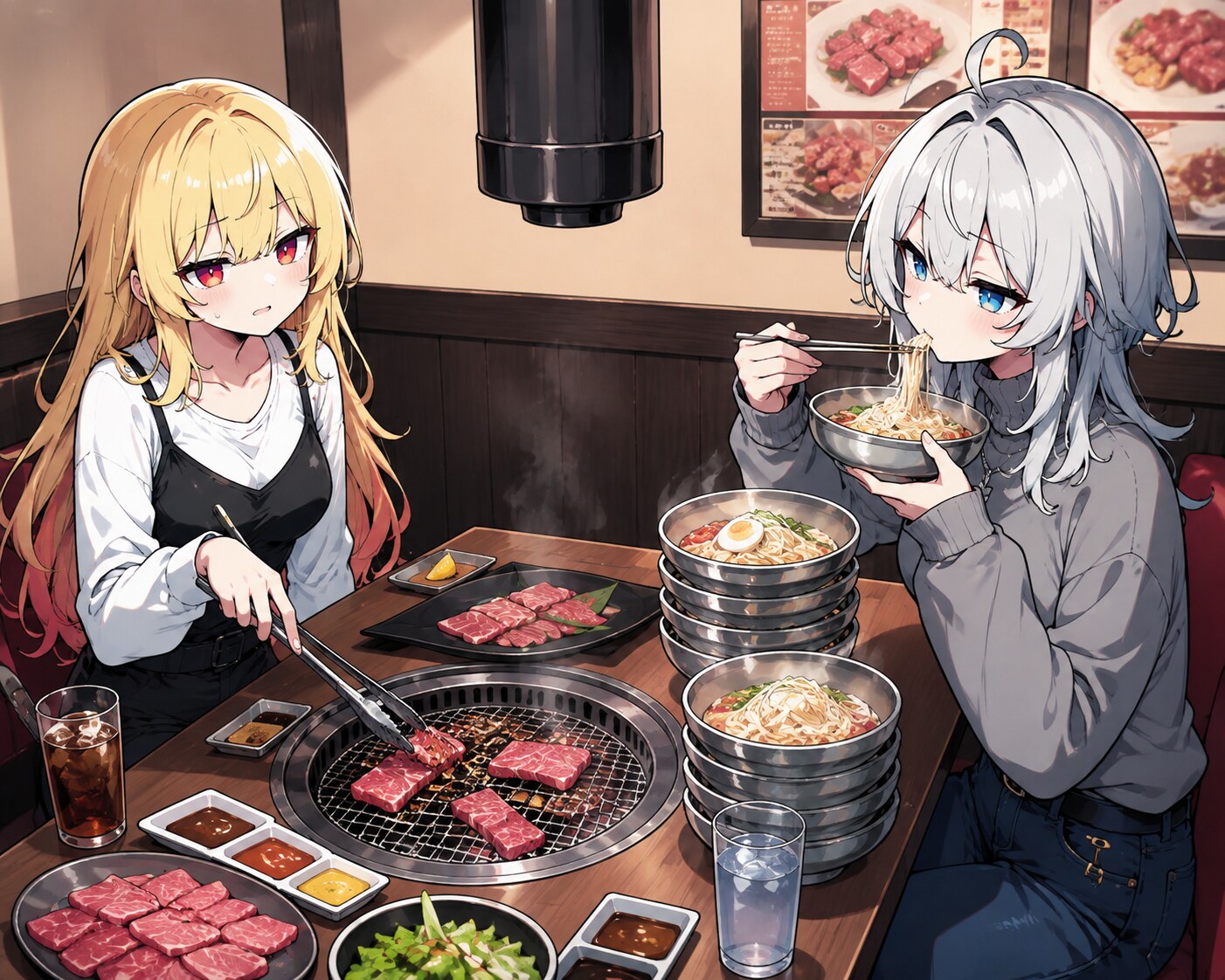 焼肉に来たのに冷麺ばっかり食べるレイさん | の人気AIイラスト・グラビア