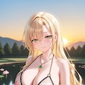 金髪三つ編みちゃん　網ビキニ 3枚目