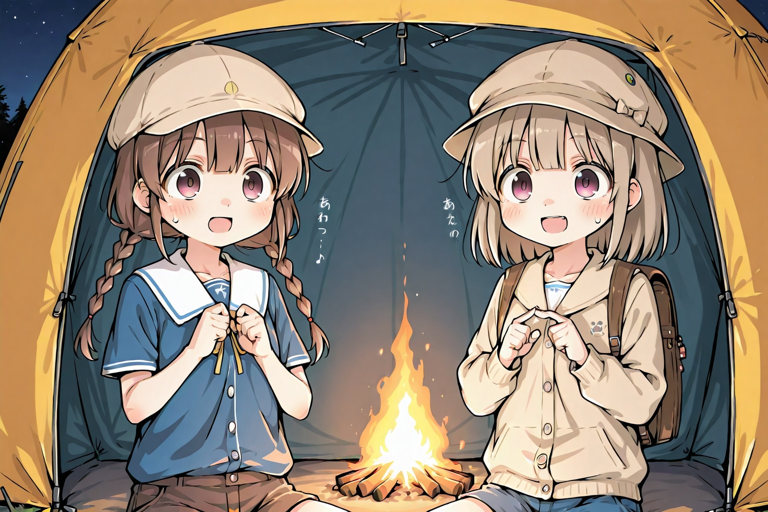 テントの中での焚き火は自殺行為、いいね？(注意喚起) | の人気AIイラスト・グラビア