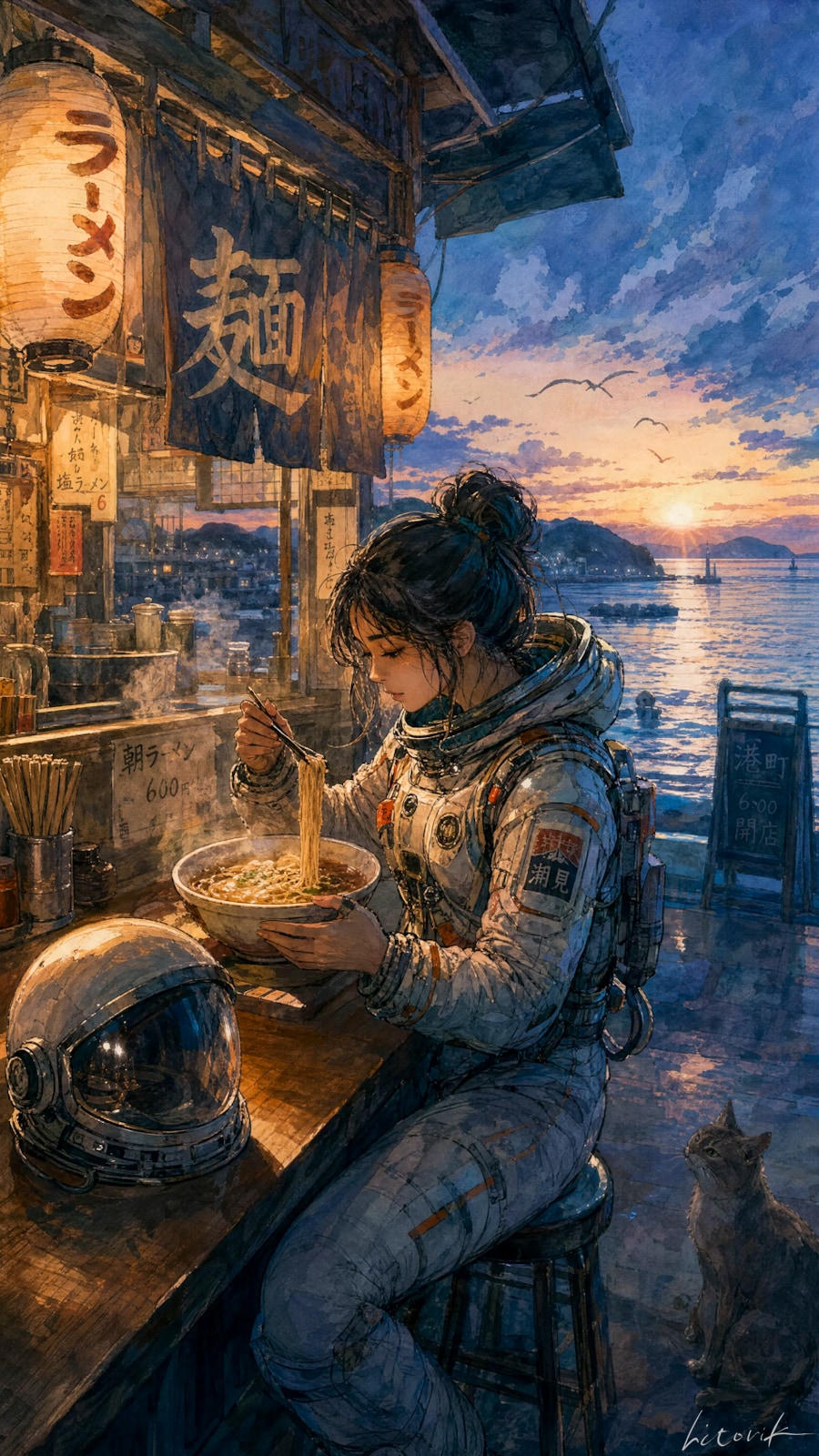 宇宙帰りの朝ラーメン／スマホ壁紙アーカイブ