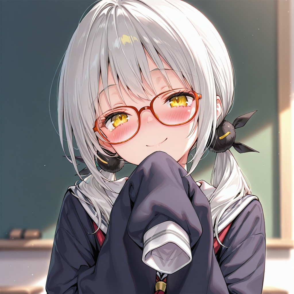 萌え袖メガネちゃん | の人気AIイラスト・グラビア